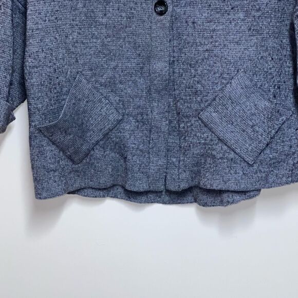 COCOGIO Anthropologie Button front Grey Wool Blend Crop Oversized Cardigan Sz M - Picture 5 of 6